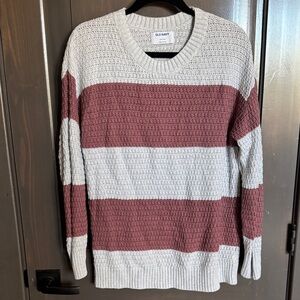 Old Navy Men's Crewneck Sweater - Red and White Stripes